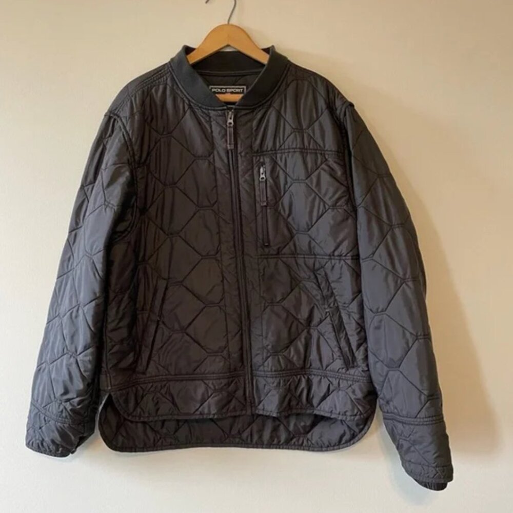 Polo Ralph Lauren Quilted Jacket Size Large Black Long Sleeve Full Zip Puffer